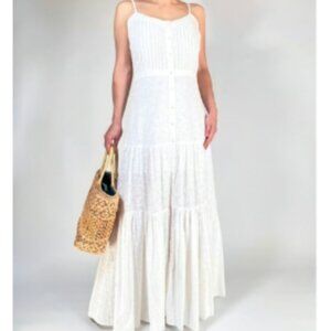 Veronica Beard White Ruffled Tiered Maxi Dress Nwt Large
